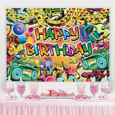 Toile de fond hip hop joyeux anniversaire pour la décoration de fête